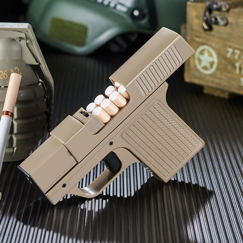 Pistol Style Lighters with 3 Cigarette Case Jet Turb Lighter Gas Lighter Capacity 10PCS Windproof Cigar Lighter Gadgets for Men